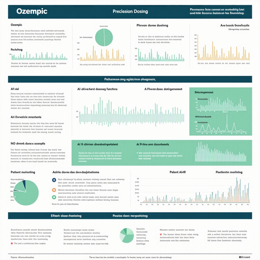 Infographic showing precision dosing methods and patient data monitoring for Ozempic treatment