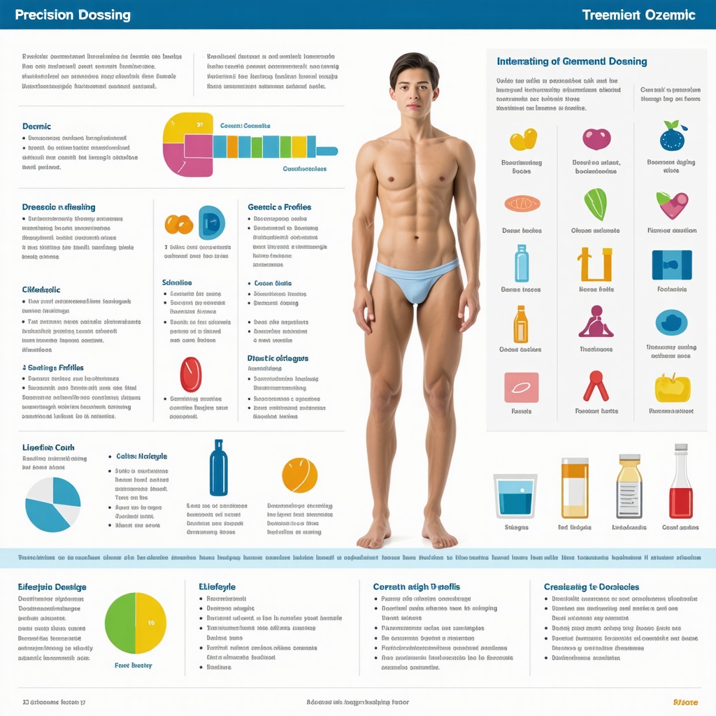 Infographic showing personalized Ozempic dosing based on biomarkers, genetics, and lifestyle