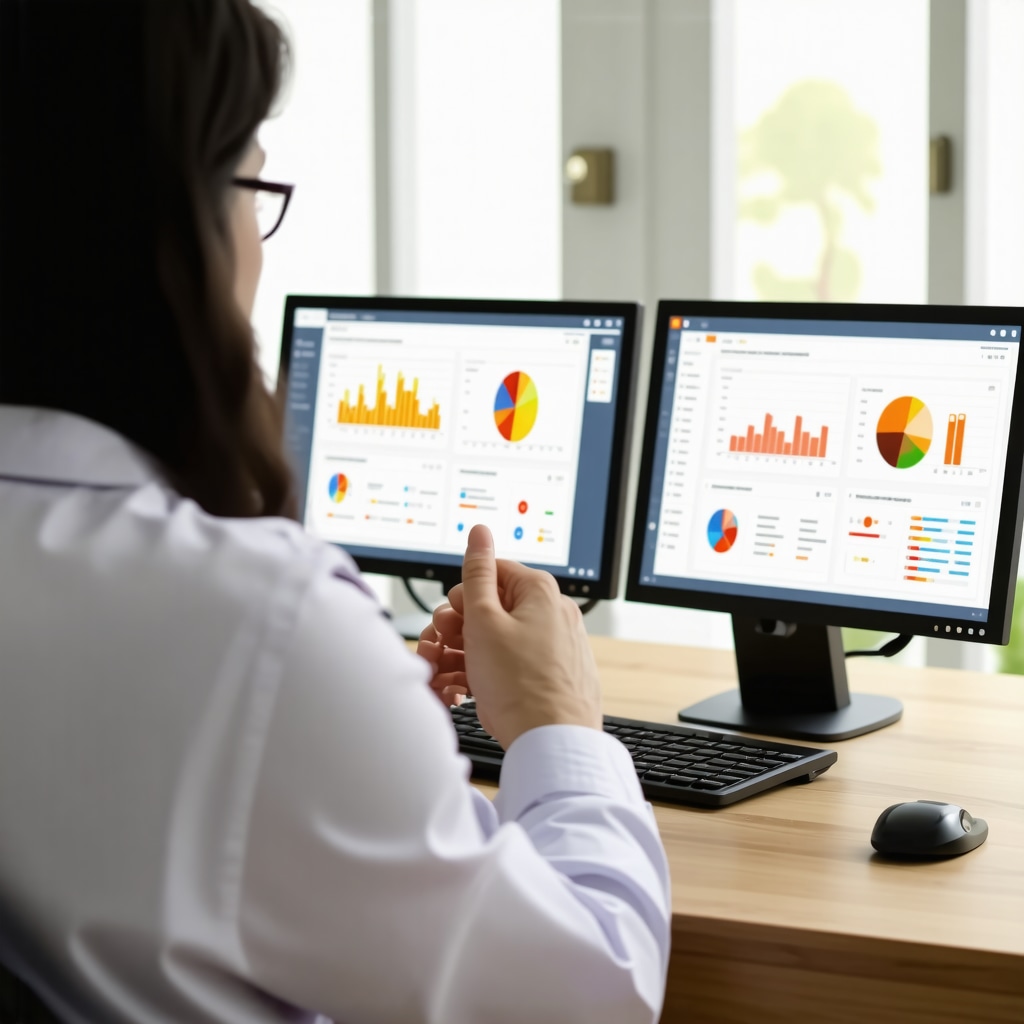 Doctor conducting a telehealth consultation with a patient, screens showing medical data and weight loss progress