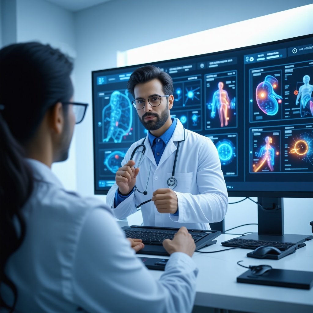 Doctor analyzing biometric and genetic data during a telehealth consultation optimizing Ozempic treatment