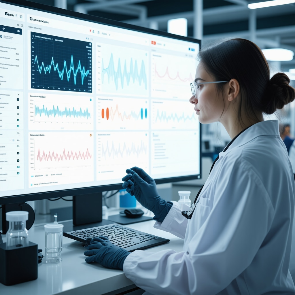Healthcare professional reviewing AI-generated pharmacogenomic and metabolic data for optimizing Ozempic dosing