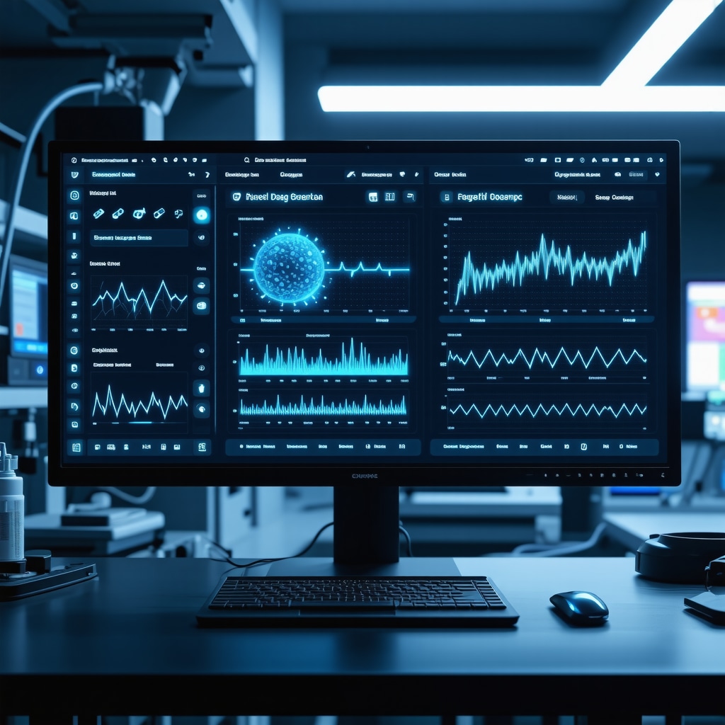 Futuristic medical interface showing AI analytics for personalized Ozempic dosing with genetic and metabolic data