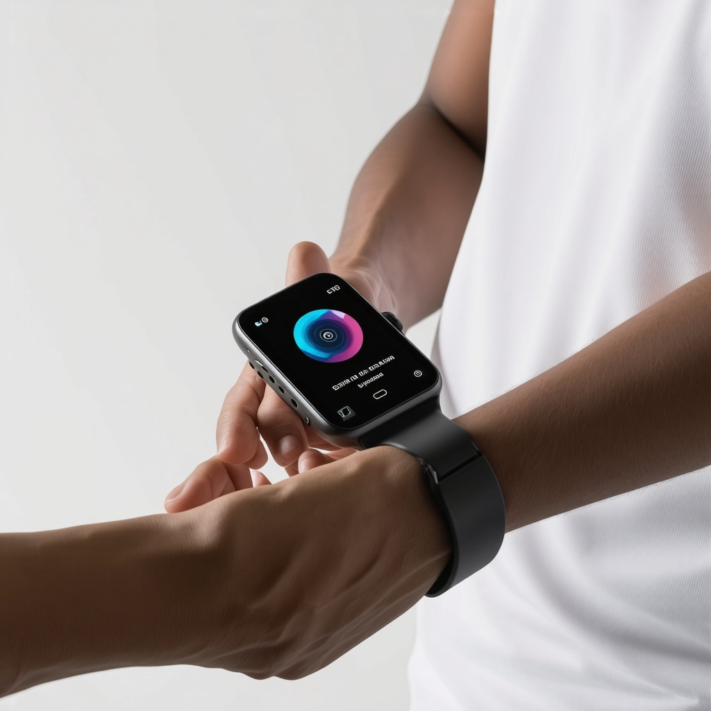 Person wearing a health tracker and reviewing data on a tablet, illustrating personalized digital health support