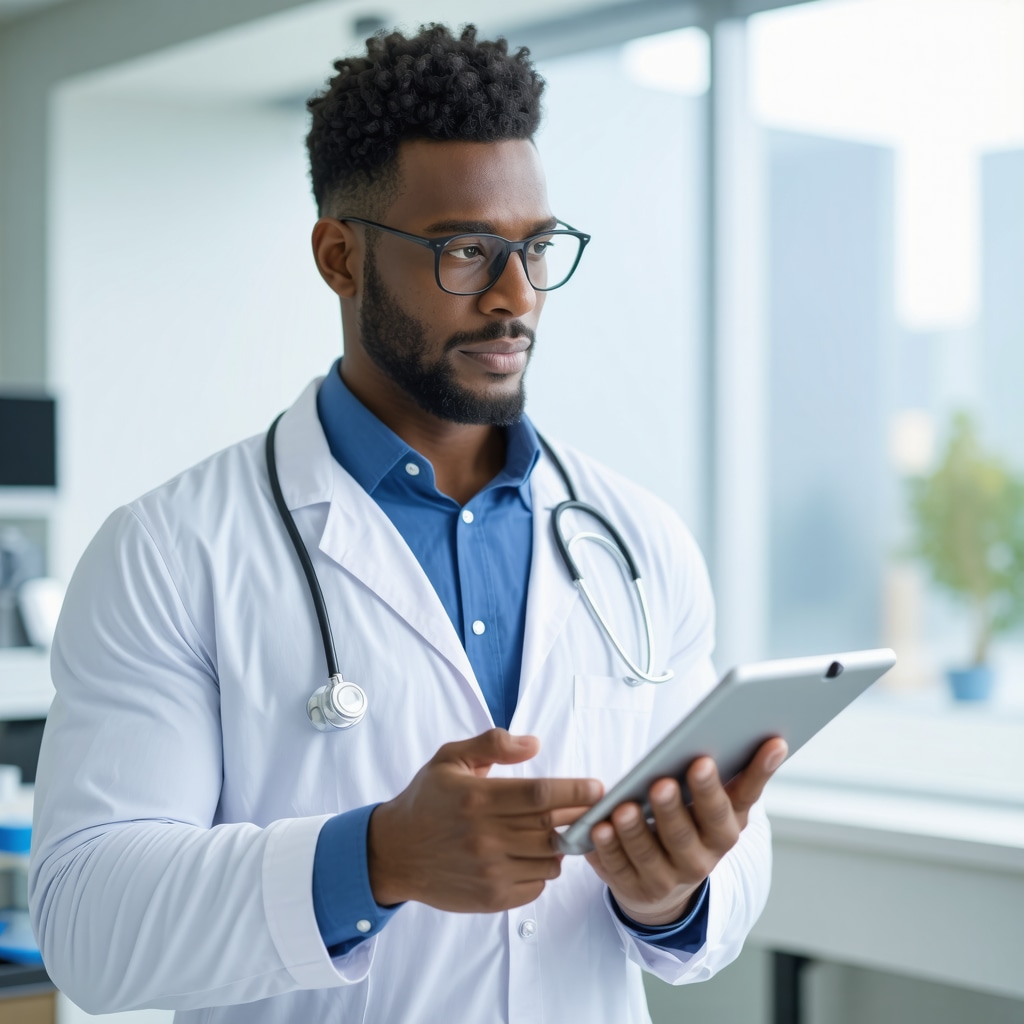 Doctor analyzing biometric data on a tablet for personalized Ozempic treatment