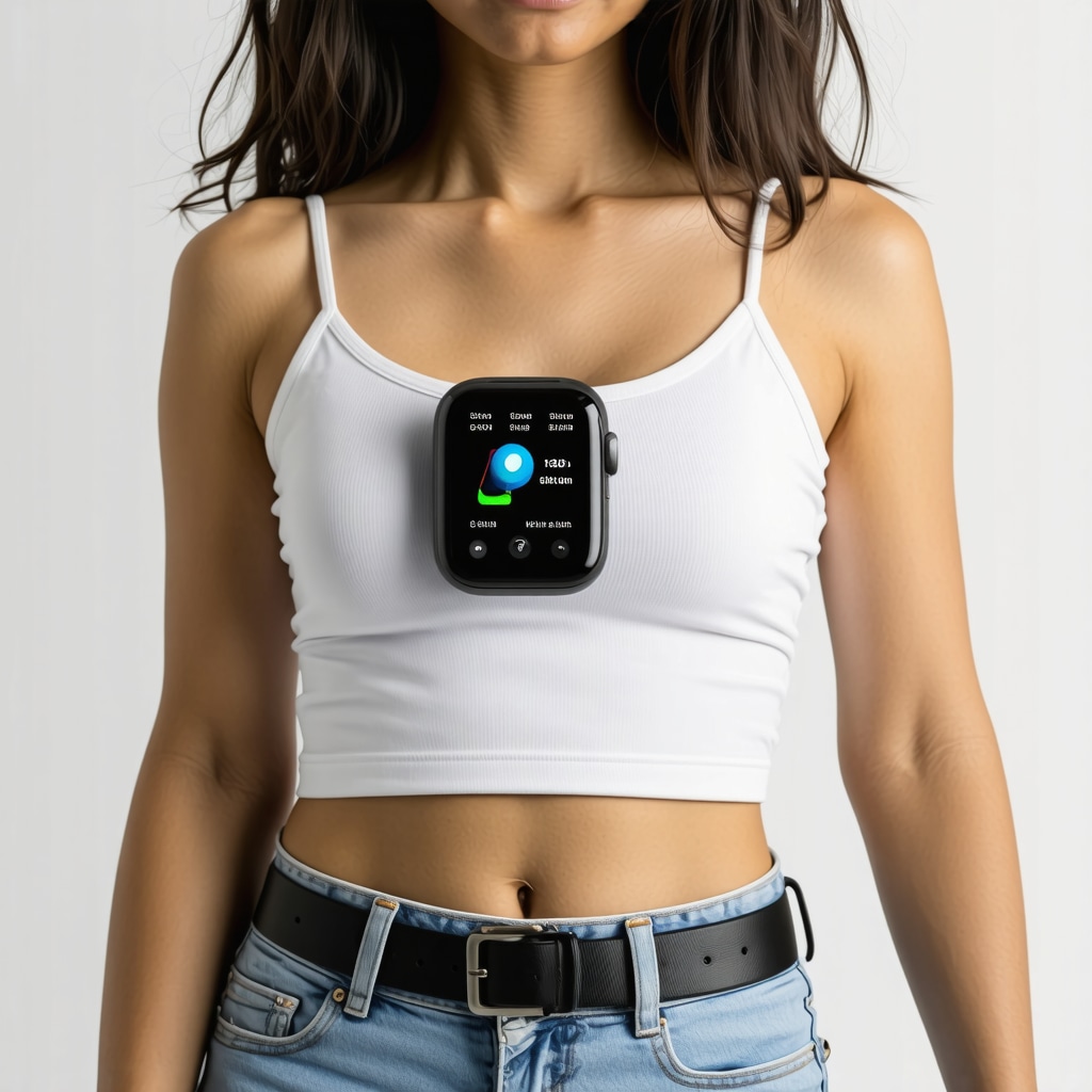 A wearable health device showing real-time health metrics for weight management.