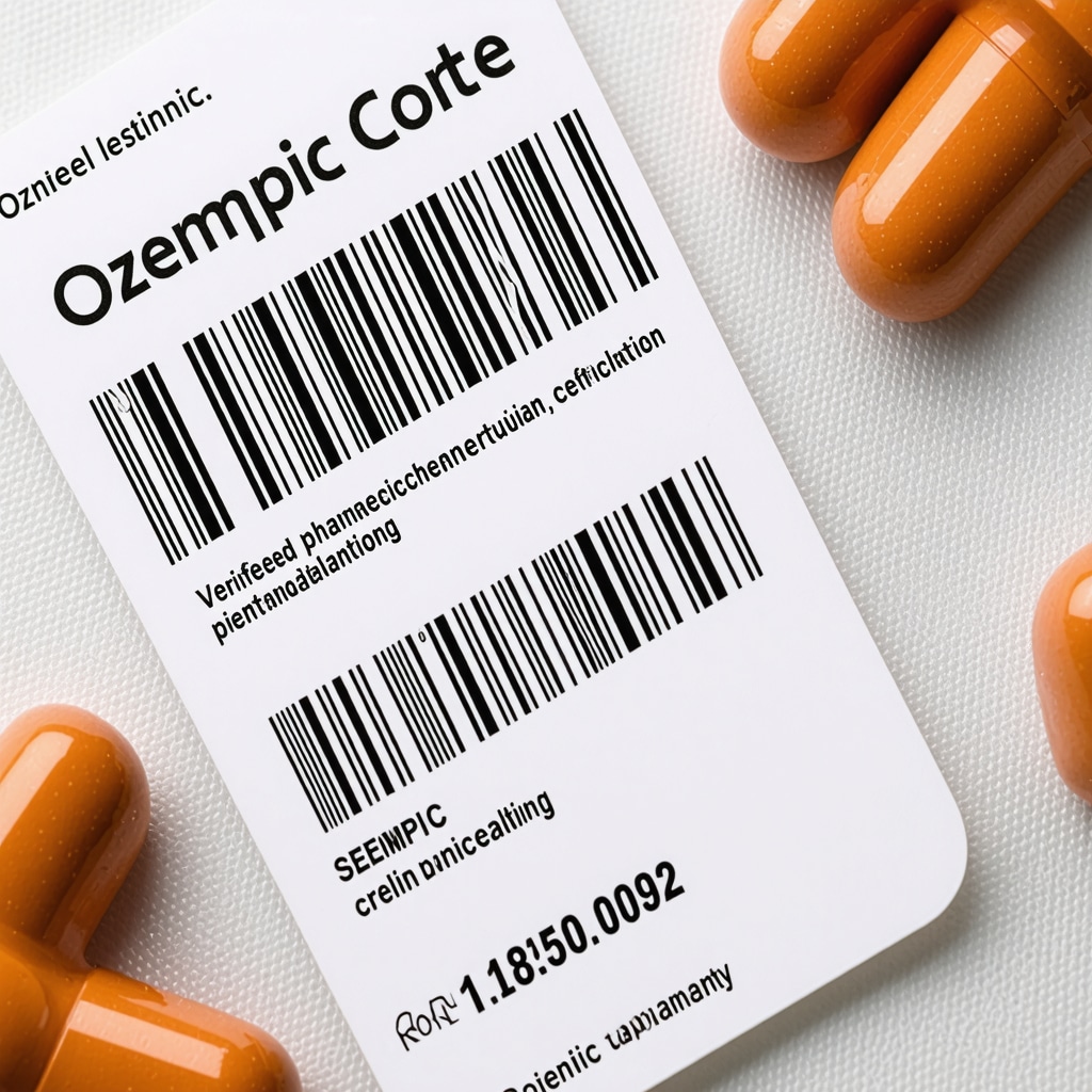 Verified Ozempic medication packaging with certification and barcode for authenticity.