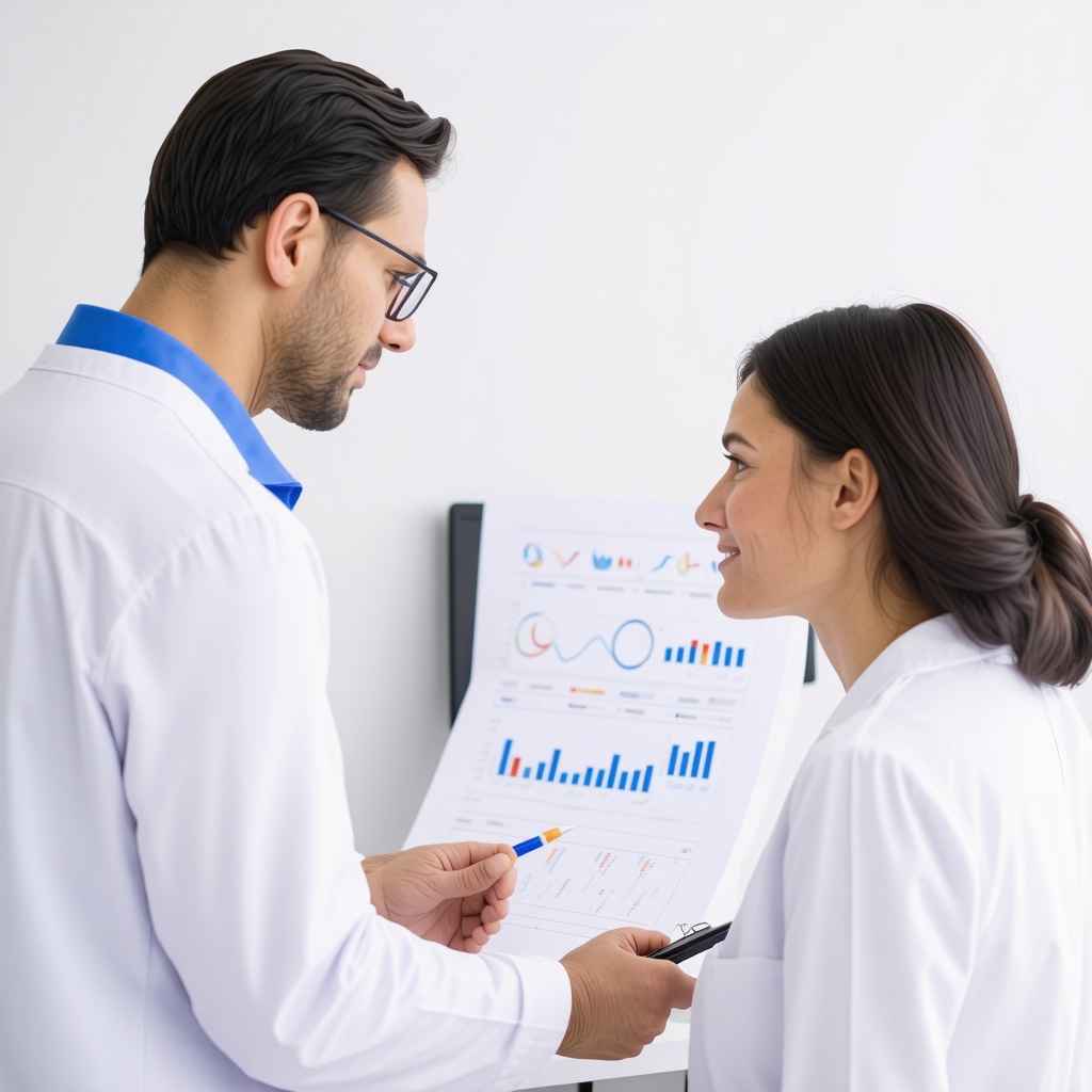 Clinician and patient reviewing Ozempic dosing and metabolic pathways chart
