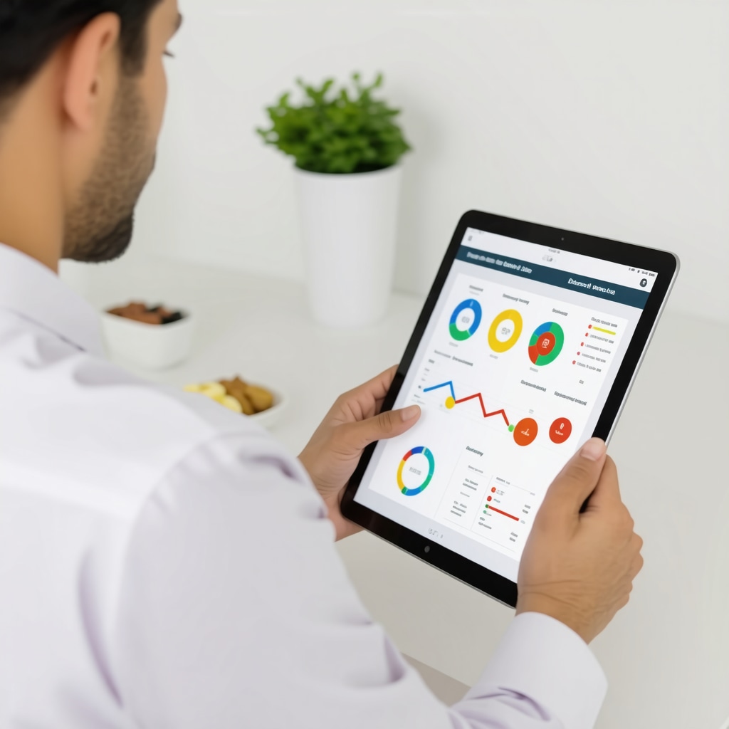 Clinician analyzing patient's Ozempic weight loss data on tablet in medical office
