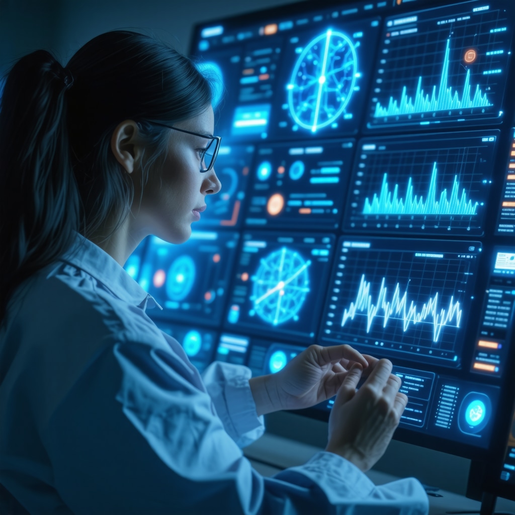 Futuristic interface showing biometric data and AI analytics for Ozempic treatment optimization