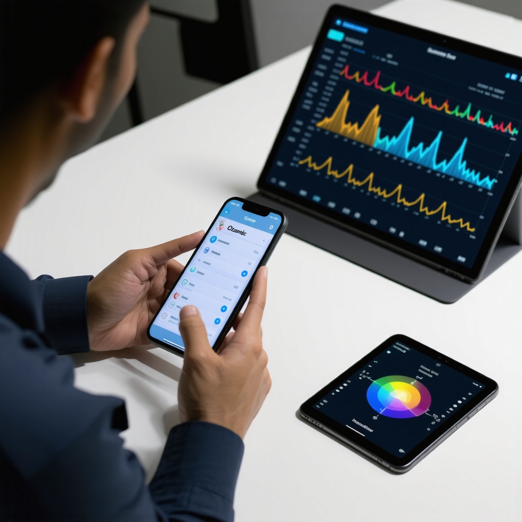 Patient using smartphone app for Ozempic treatment tracking with healthcare provider monitoring biomarker data on tablet