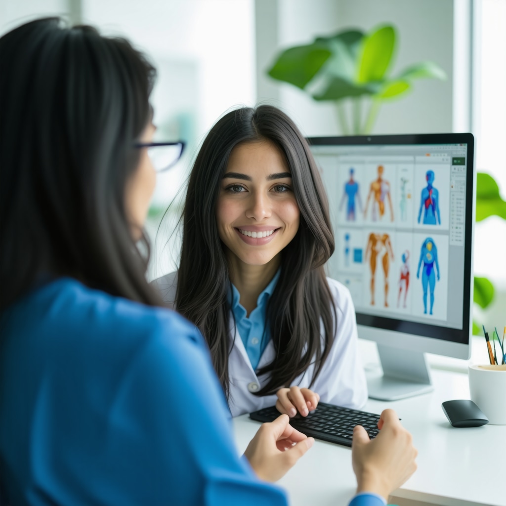 Patient consulting with doctor via telehealth with digital health devices