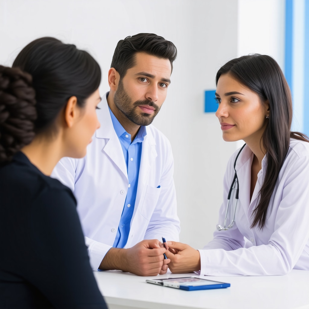Healthcare professional explaining Ozempic side effects to patient, highlighting awareness.