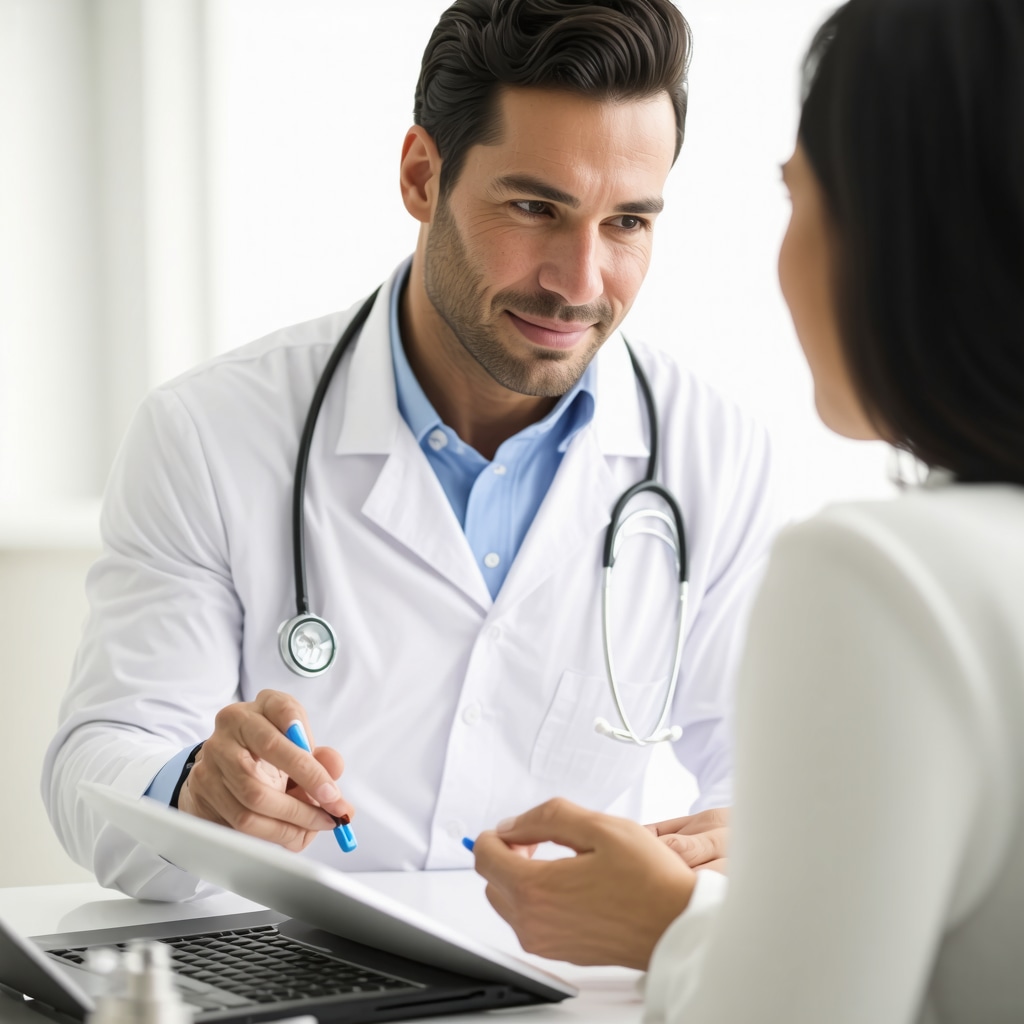 Healthcare professional discussing weight loss strategies with patient, focusing on pharmacotherapy and personalized treatment