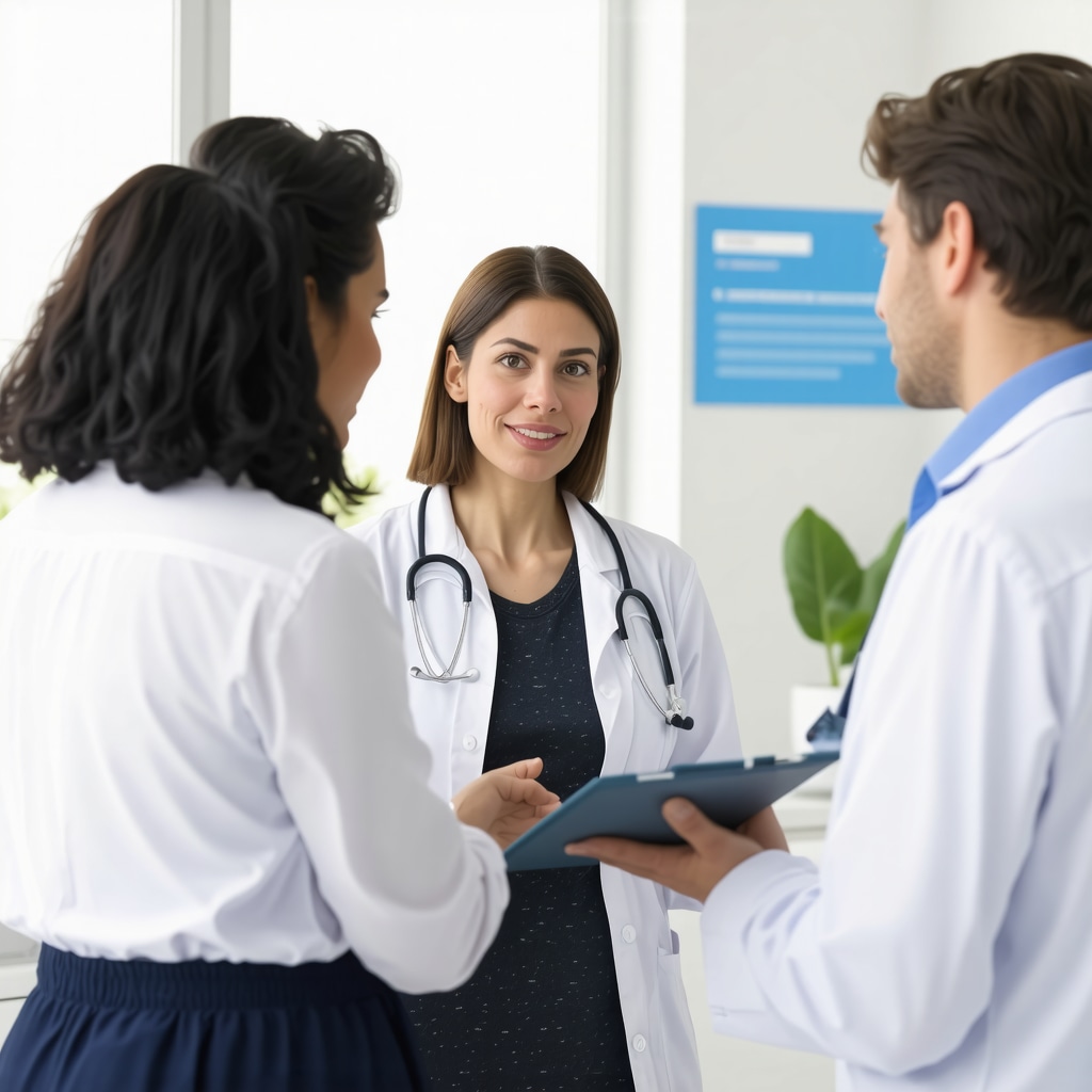 Healthcare professionals discussing personalized weight loss plans in a clinic