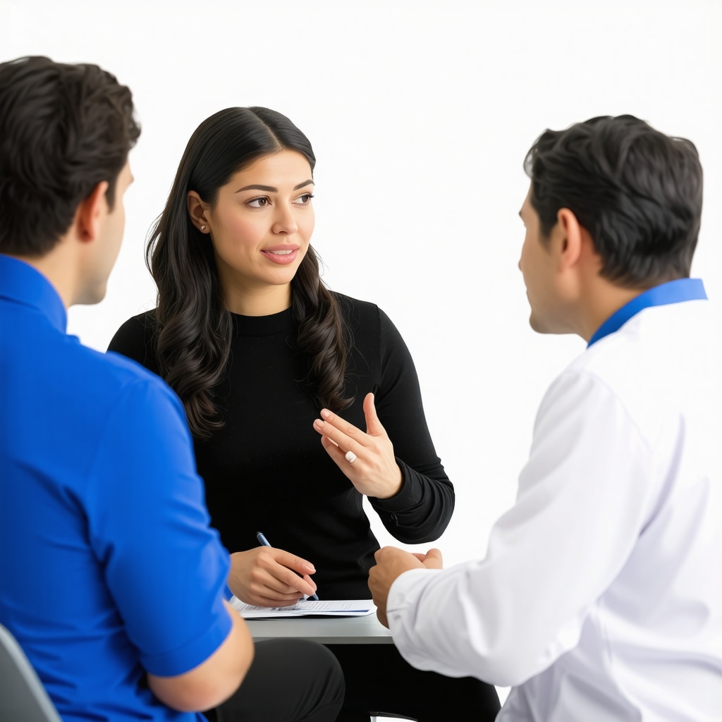 Doctor advising patient on managing Ozempic side effects in a clinical setting