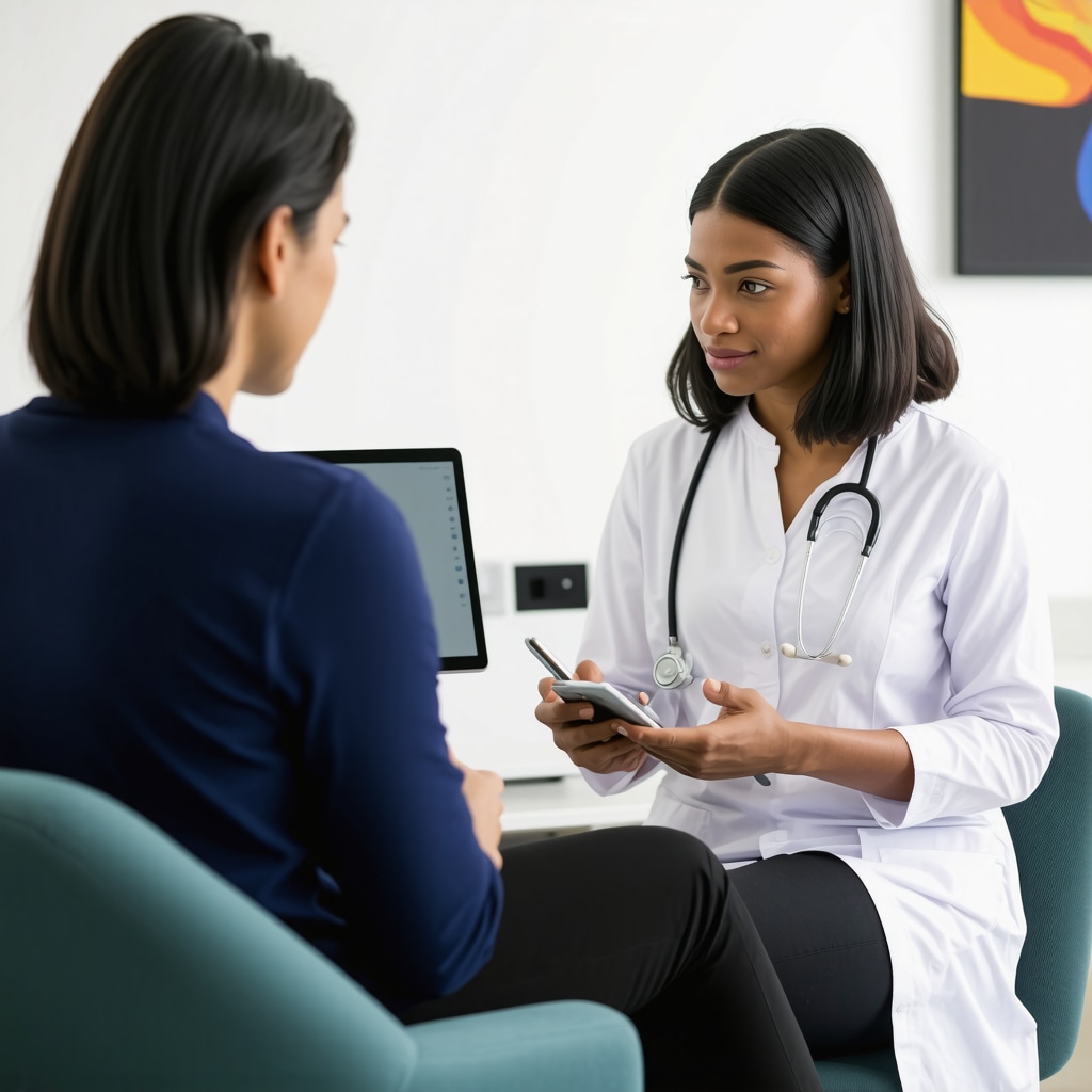 Doctor explaining insurance coverage options for Ozempic to patient in a clinic