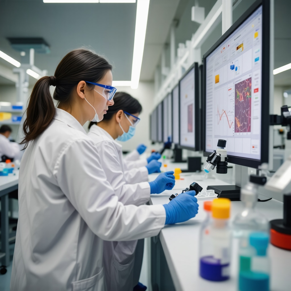 Scientists in a lab working on data analysis for new GLP-1 medications