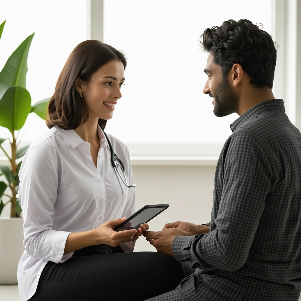 Healthcare professional and patient reviewing digital health data for sustainable weight loss