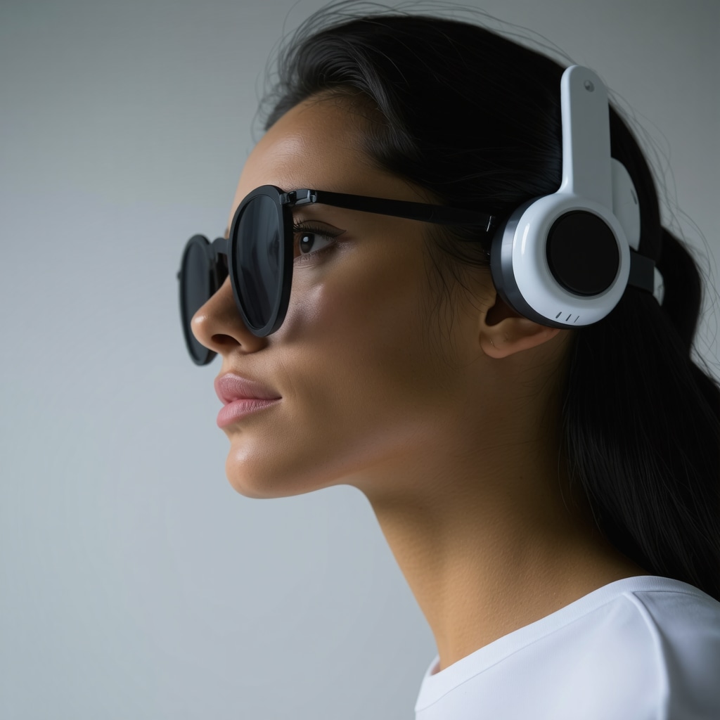 Futuristic health technology with wearable sensors and digital data display