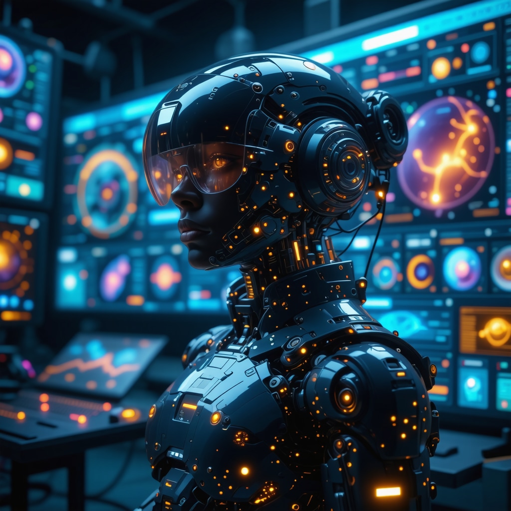 Illustration of a futuristic telehealth consultation featuring AI, AR, and wearable health devices