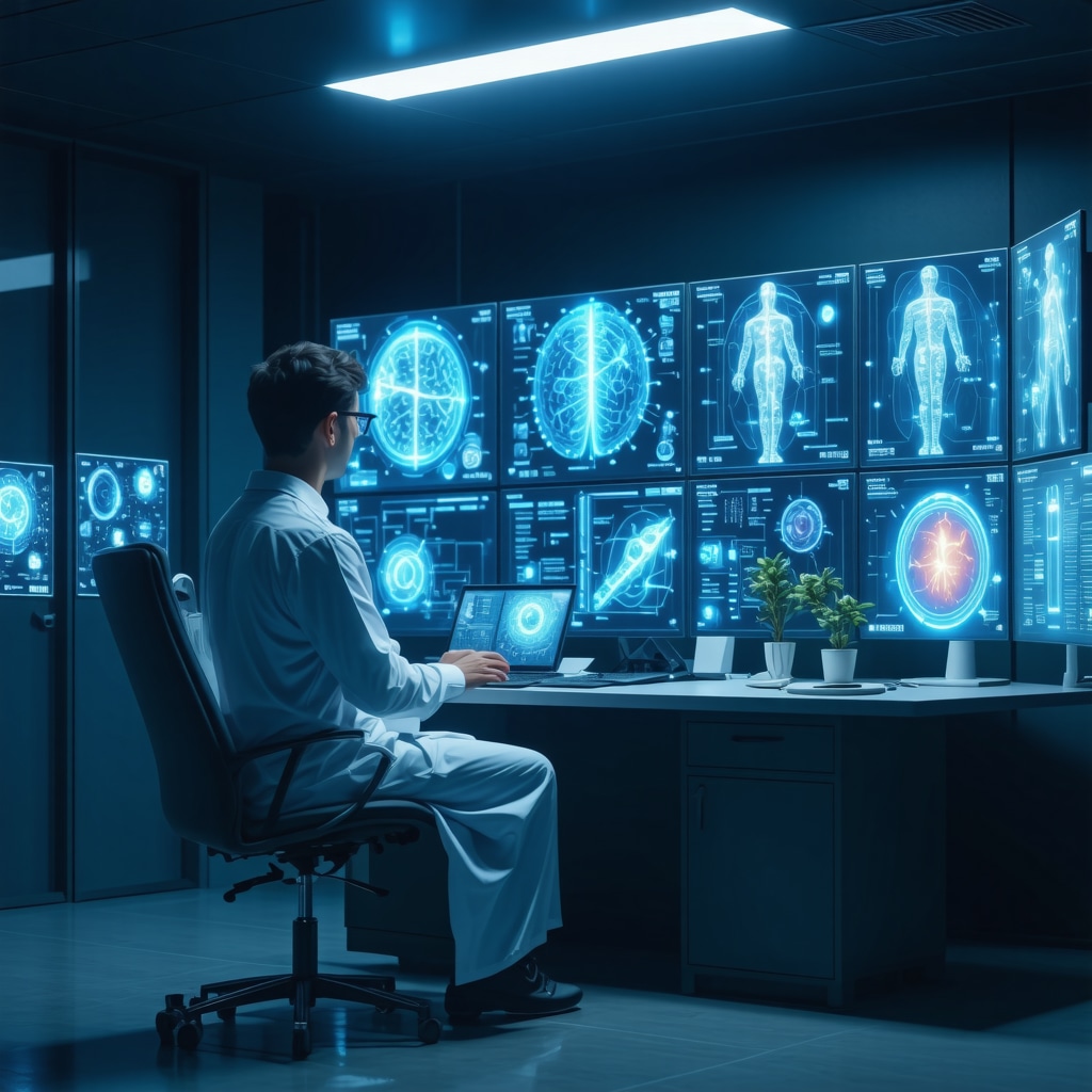 Doctor reviewing AI-generated genetic and metabolic data for personalized Ozempic treatment