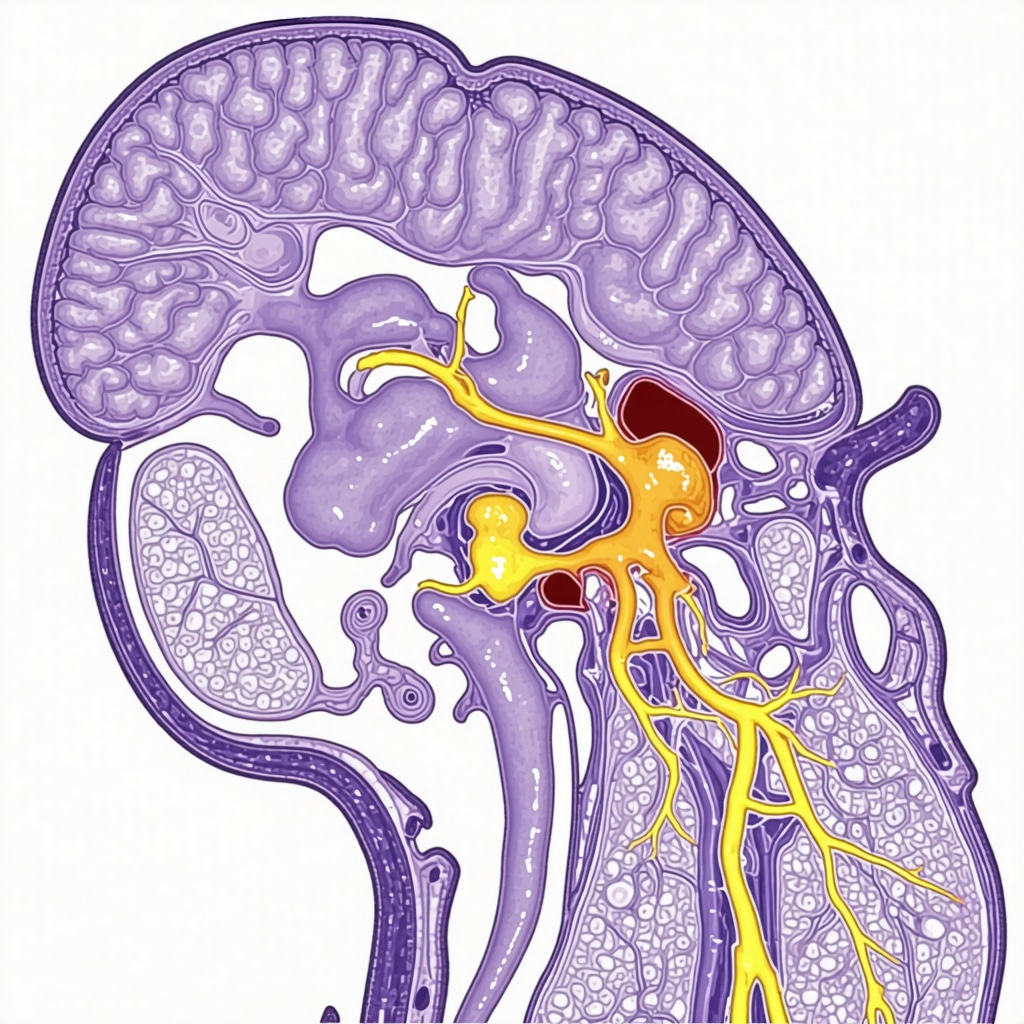 Illustration of how GLP-1 receptor activation in the brain promotes satiety and weight loss