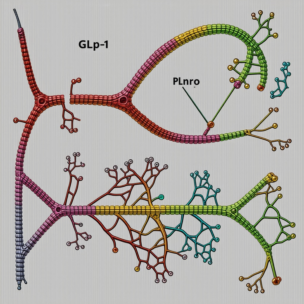 Illustration of genetic markers and receptor pathways influencing weight loss efficacy