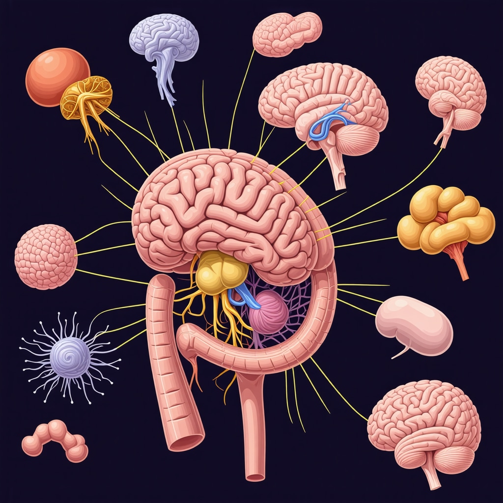 Diagram illustrating neural pathways between gut and brain highlighting GLP-1 receptor involvement in appetite regulation relevant to Ozempic efficacy