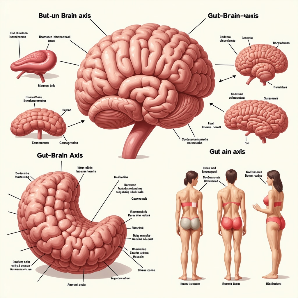 Diagram showing gut-brain communication and hormonal interactions in obesity treatment