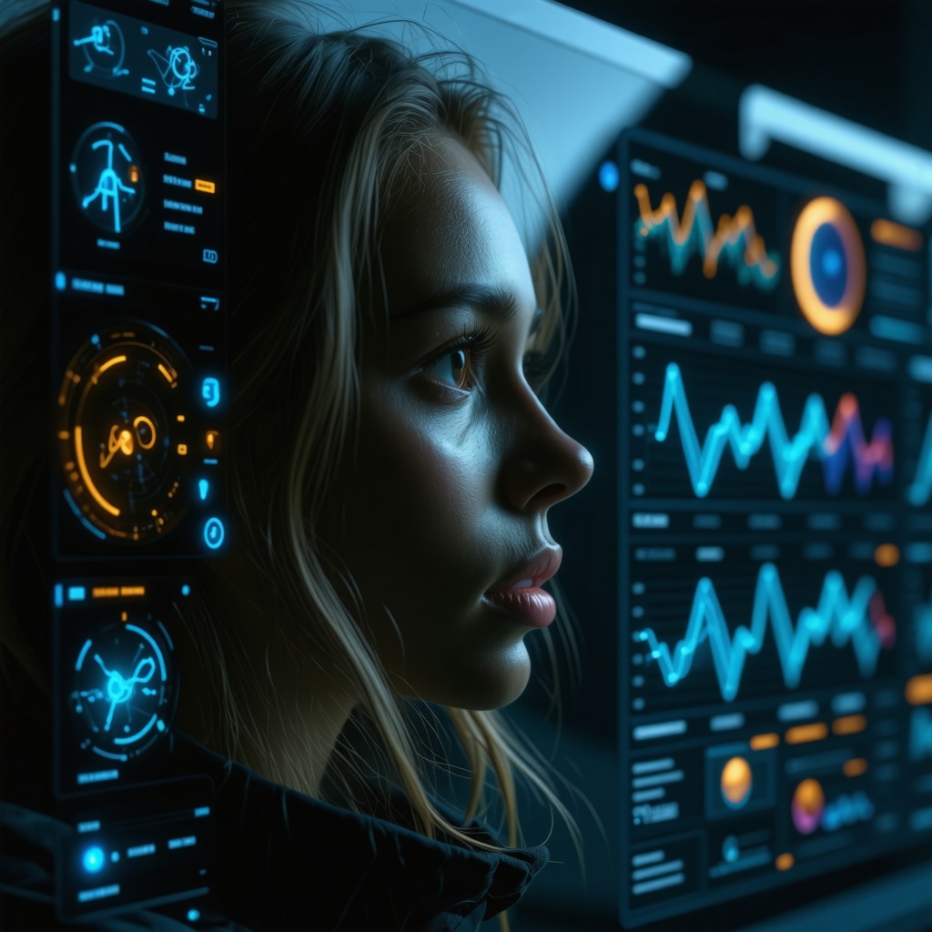 Futuristic digital health dashboard showing genetic data and patient metrics for tailored Ozempic treatment.