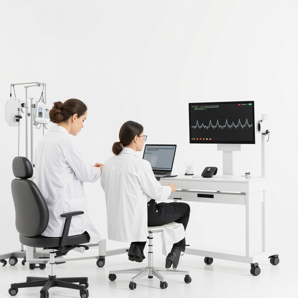 A futuristic telehealth consultation scene with a doctor and patient via digital devices