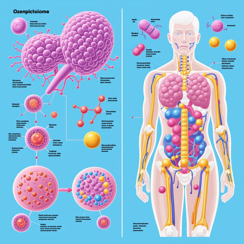 Diagram illustrating how Ozempic interacts with the gut microbiome to influence weight loss and metabolism