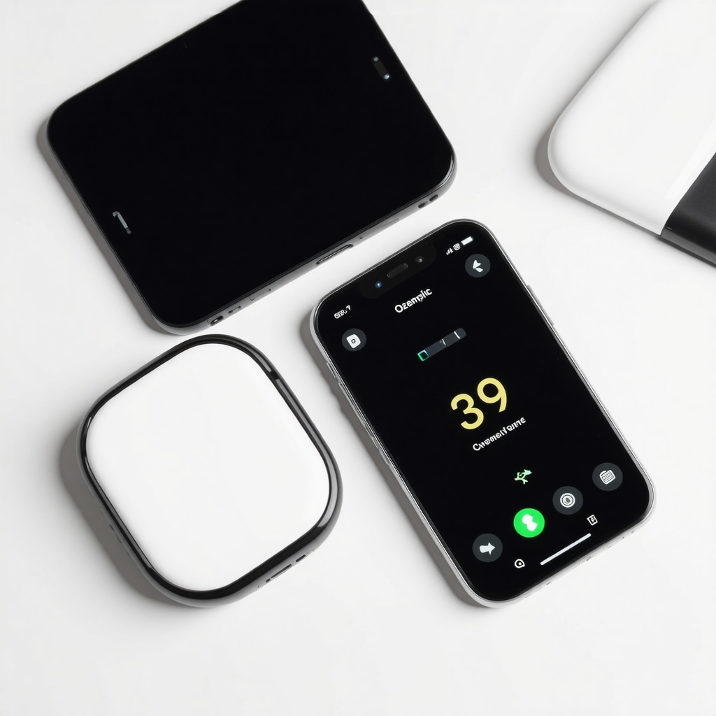 Modern medical devices and digital apps used for monitoring and managing weight loss with Ozempic