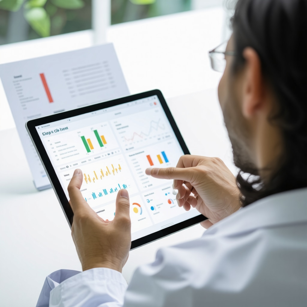 Healthcare professional analyzing long-term data on Glp-1 weight loss medications on a digital tablet.