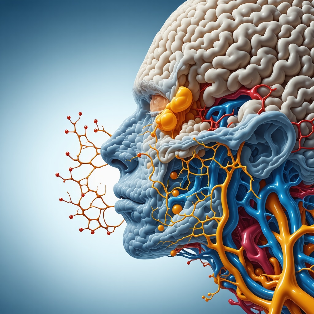 Illustration of GLP-1 hormone binding to receptors in the hypothalamus, highlighting neuroendocrine regulation of appetite.