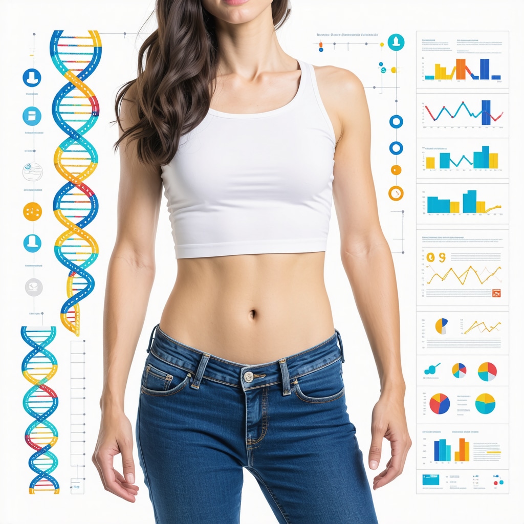Diagram showing integration of genetic, metabolic, and AI data for personalized obesity treatment.