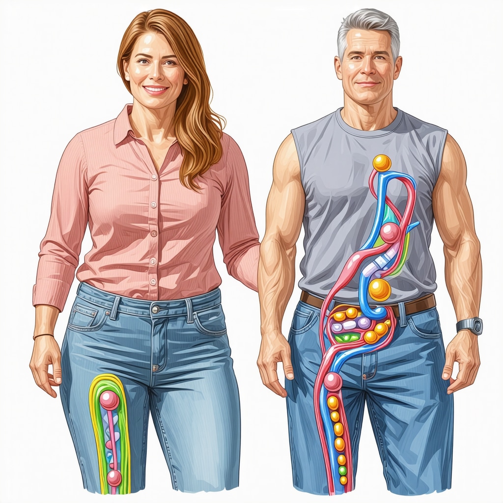 Medical illustration showing dual receptor targeting for weight management