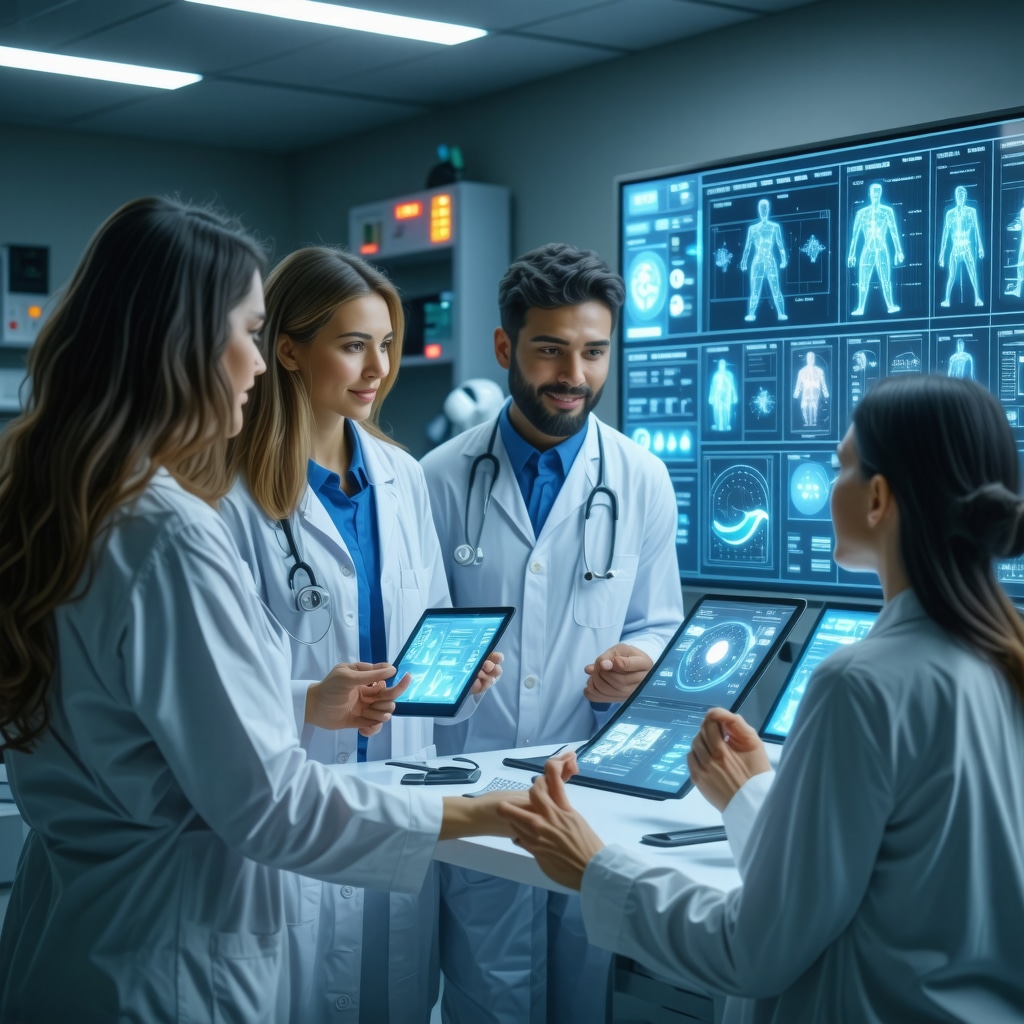 Medical team analyzing AI data for personalized Ozempic weight loss treatment in a modern clinic