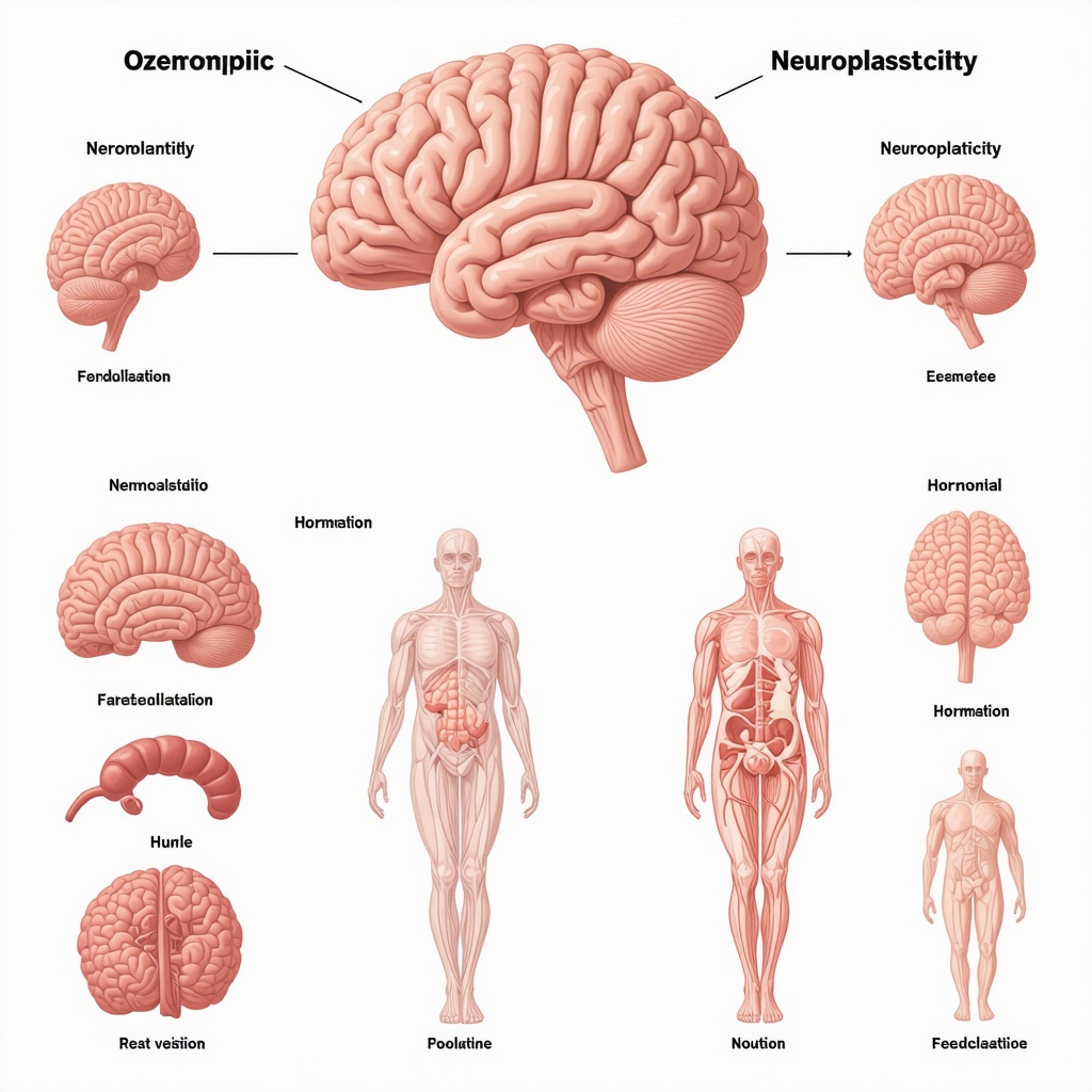 Illustration of brain regions and hormones involved in appetite regulation influenced by Ozempic.