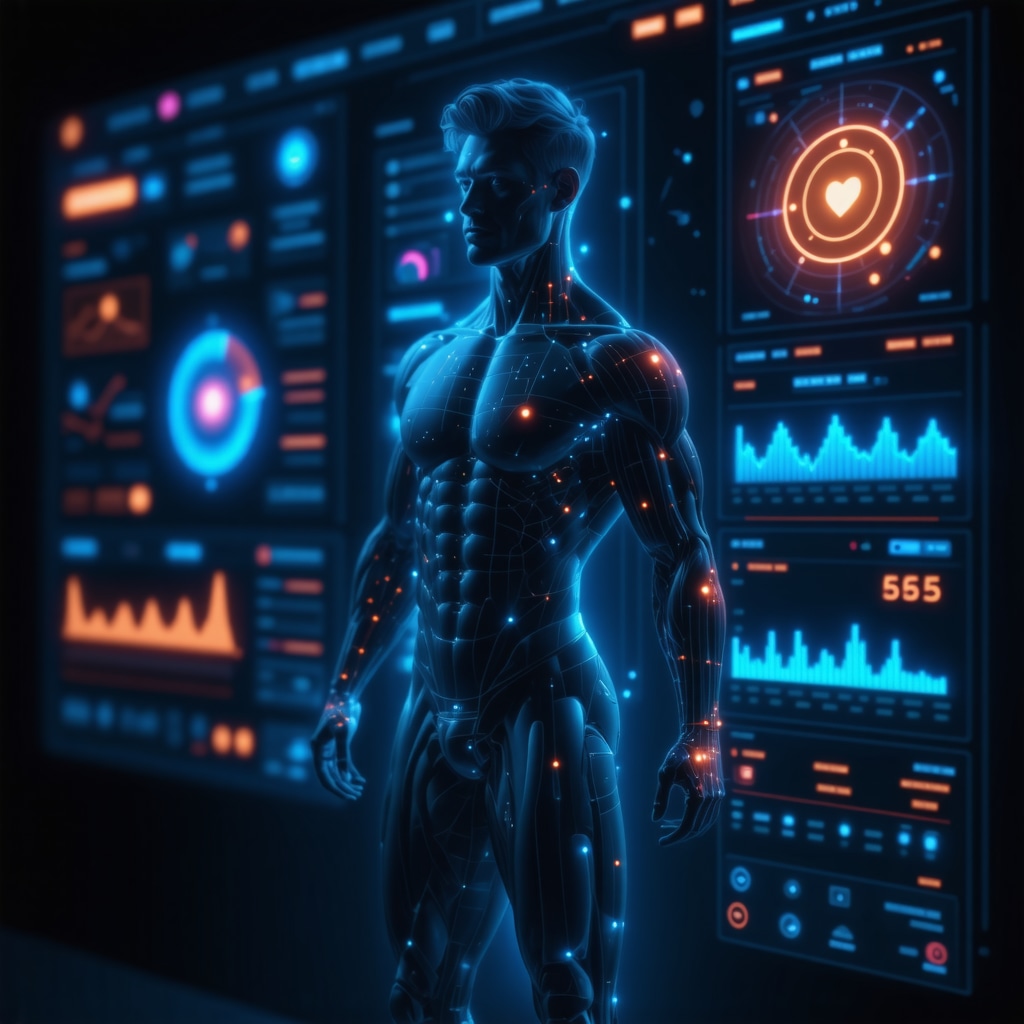 Futuristic digital health interface displaying personalized weight management data