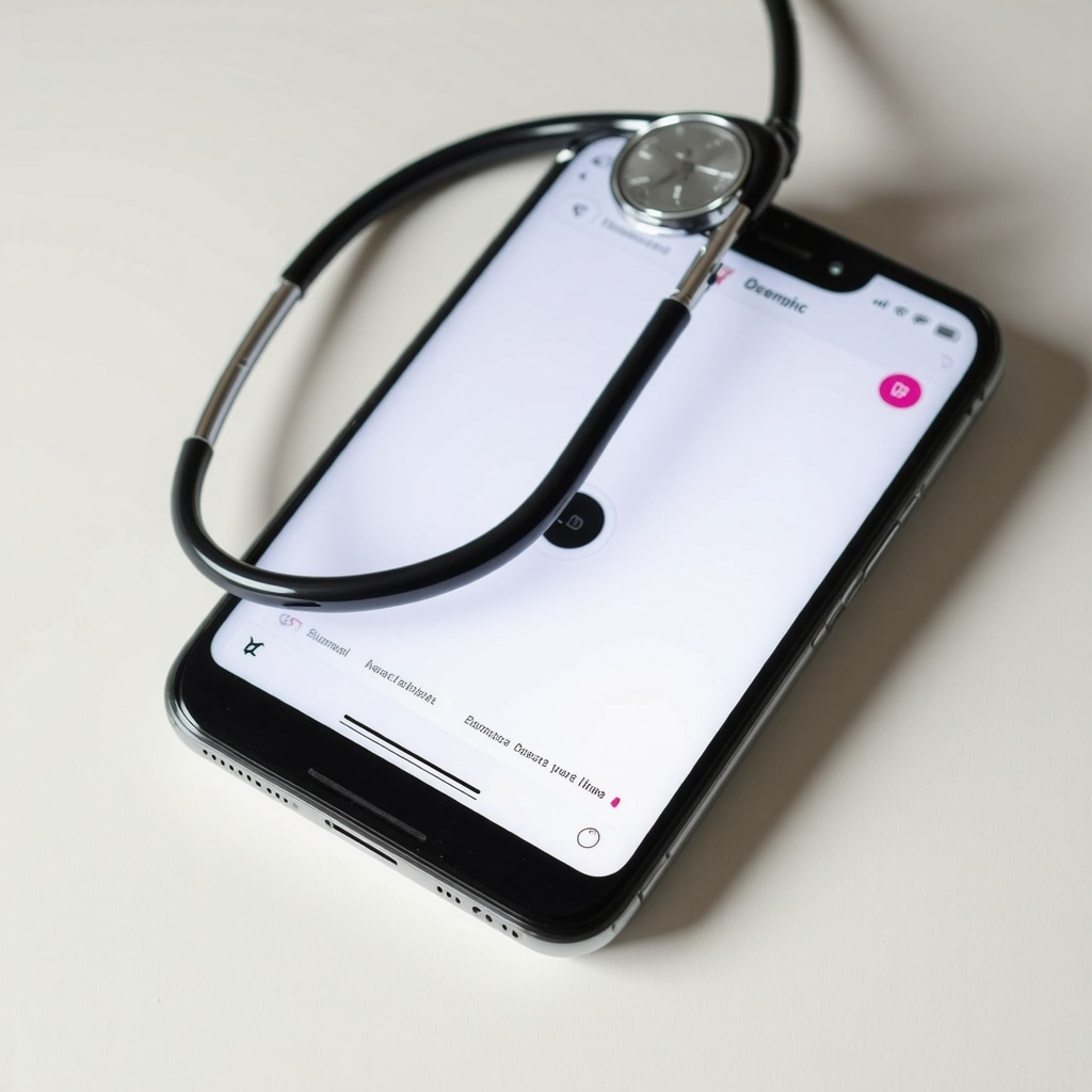 A person using a smartphone with health tracking app and wearable devices