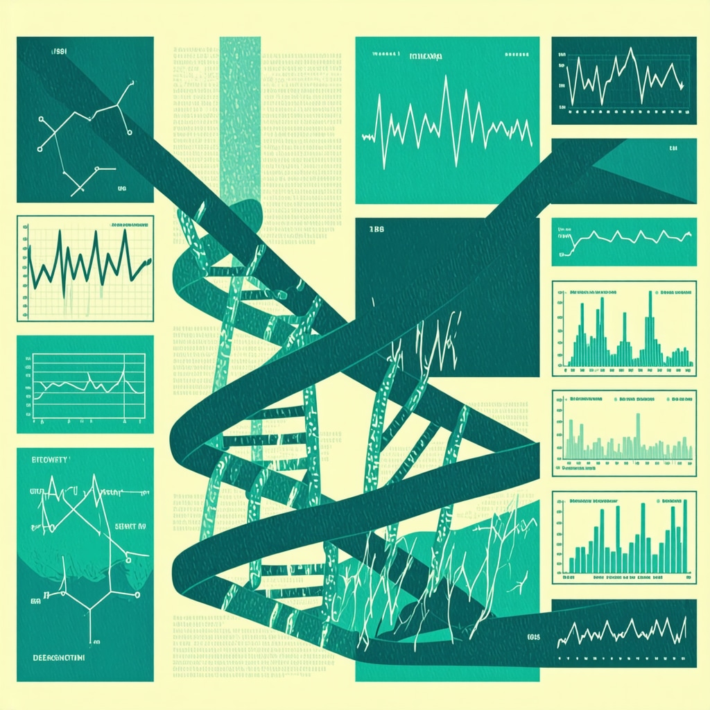 Genetic testing and personalized treatment plans for weight loss, DNA strands and metabolic data charts.