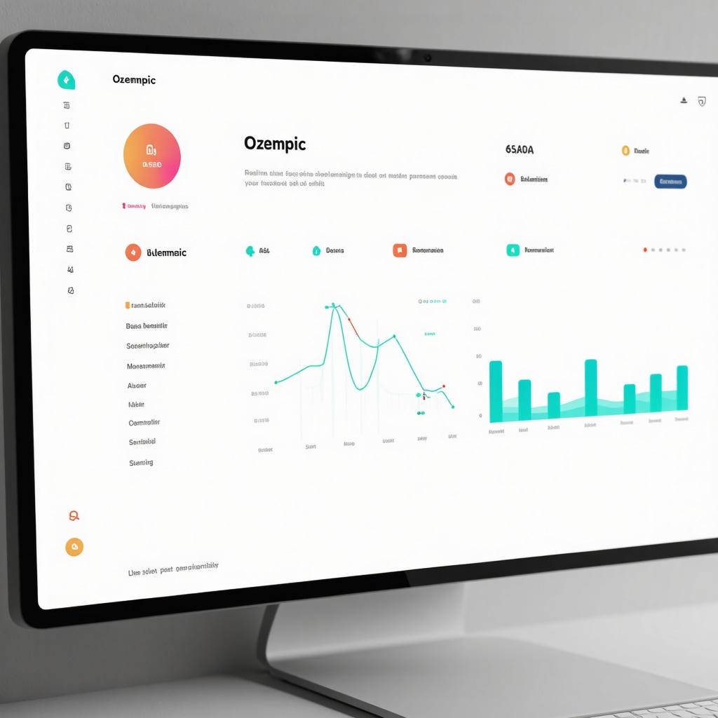 Digital dashboard showing real-time biomarker data and adaptive Ozempic dosing for personalized weight loss
