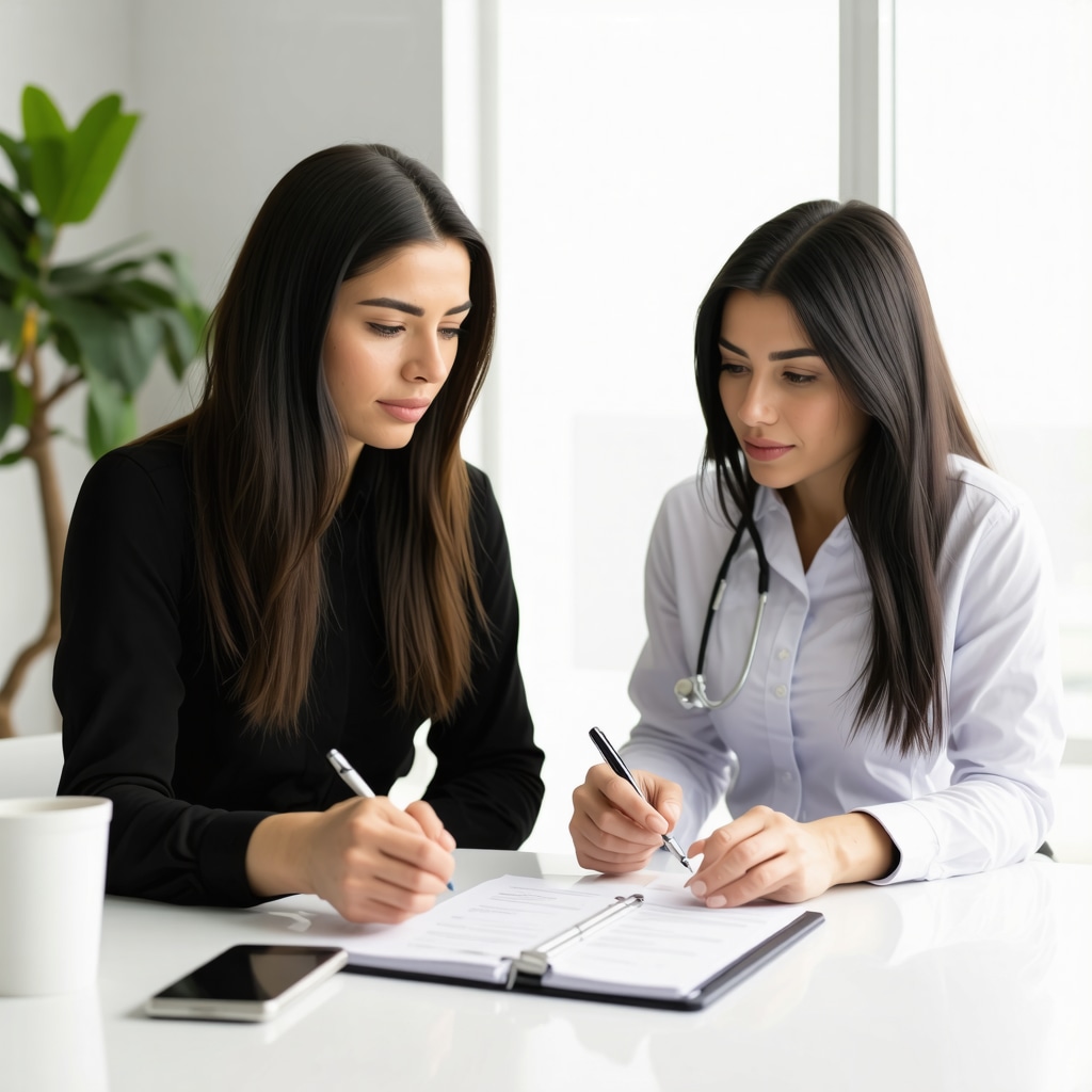 Doctor discussing tailored diet and exercise plan with patient