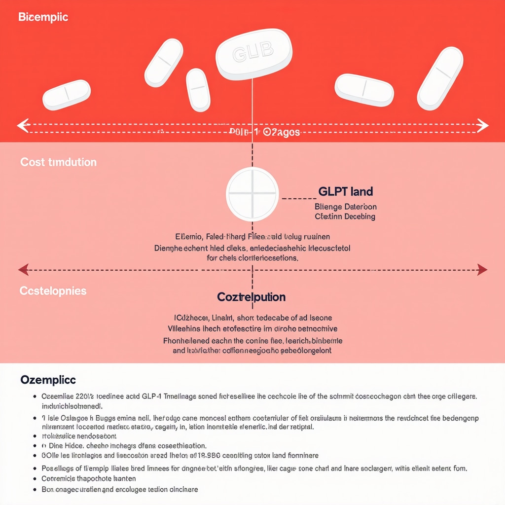 Chart showing patent expiration dates, biosimilar development stages, and potential cost reductions for GLP-1 receptor agonists in 2025.