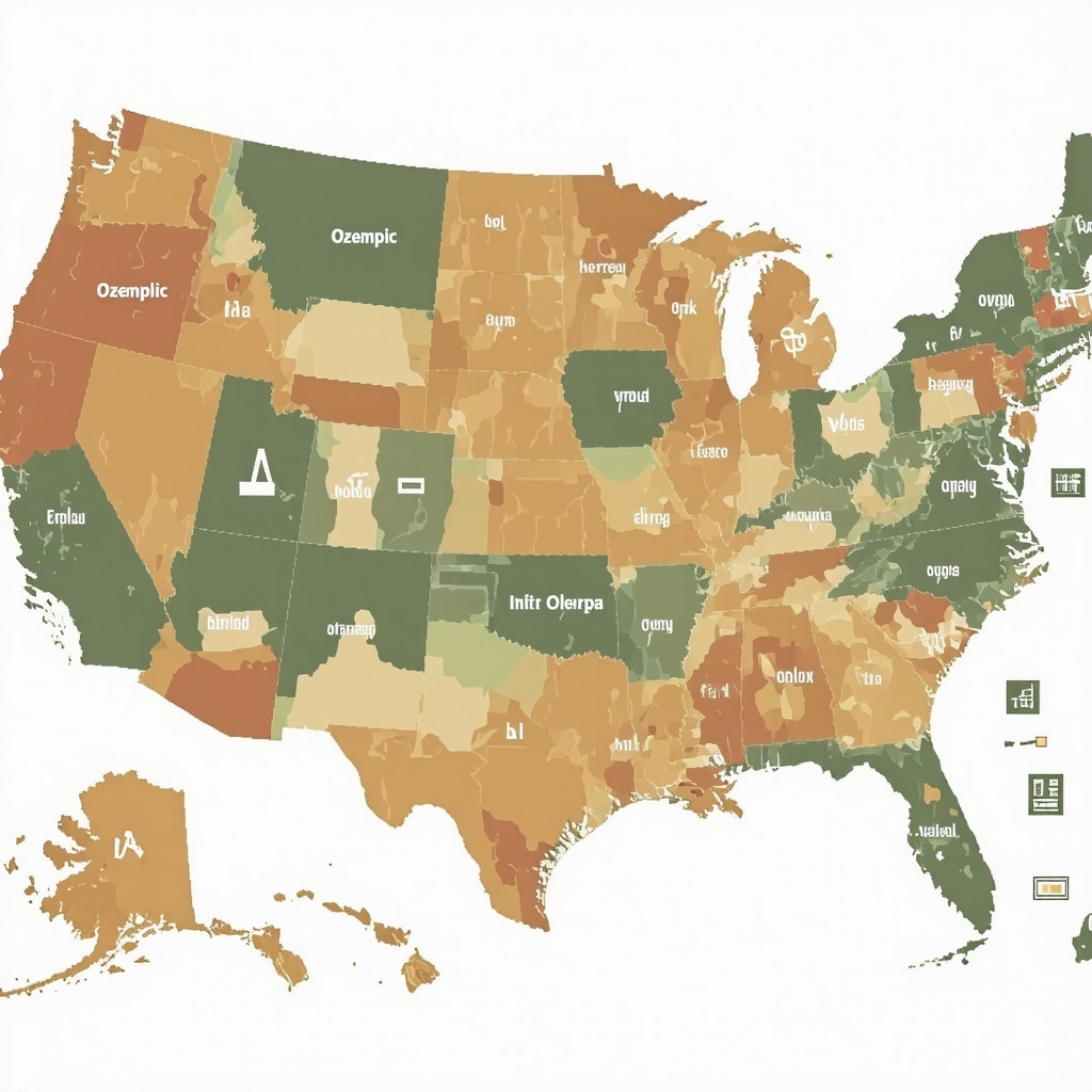 Map highlighting regional differences in Ozempic costs across the US