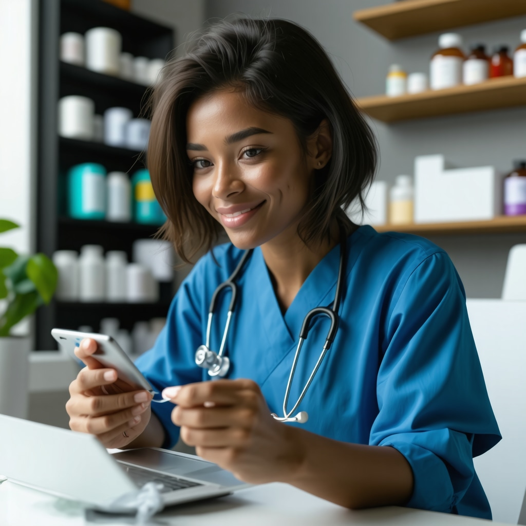 Digital healthcare platform showing secure online pharmacy verification process