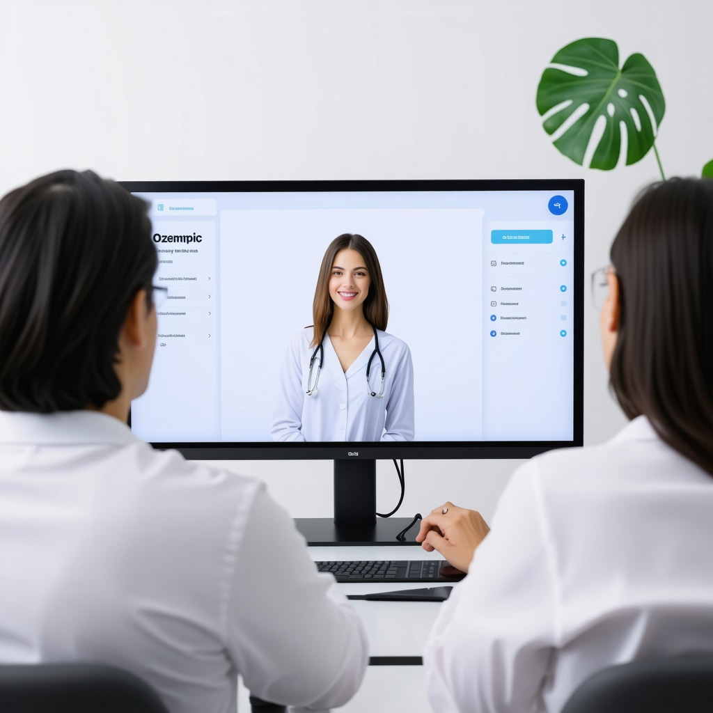 Healthcare professional and patient engaging in telehealth consultation about Ozempic for weight management
