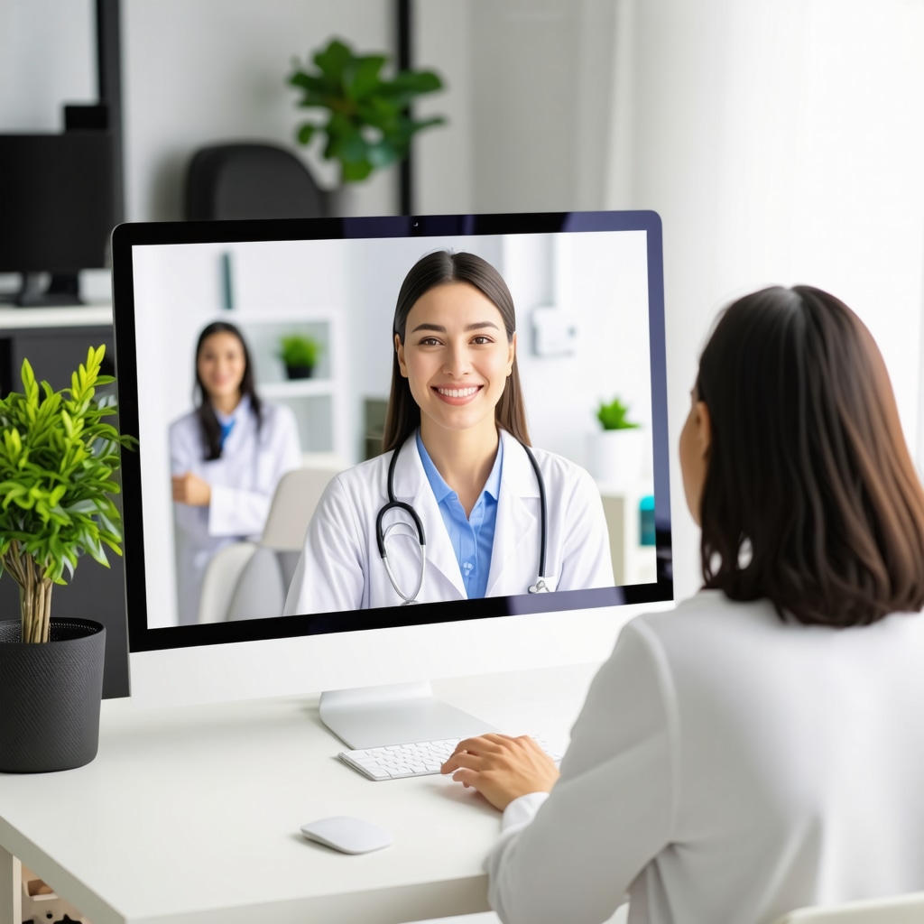 A healthcare professional discussing weight management options with a patient via telehealth platform