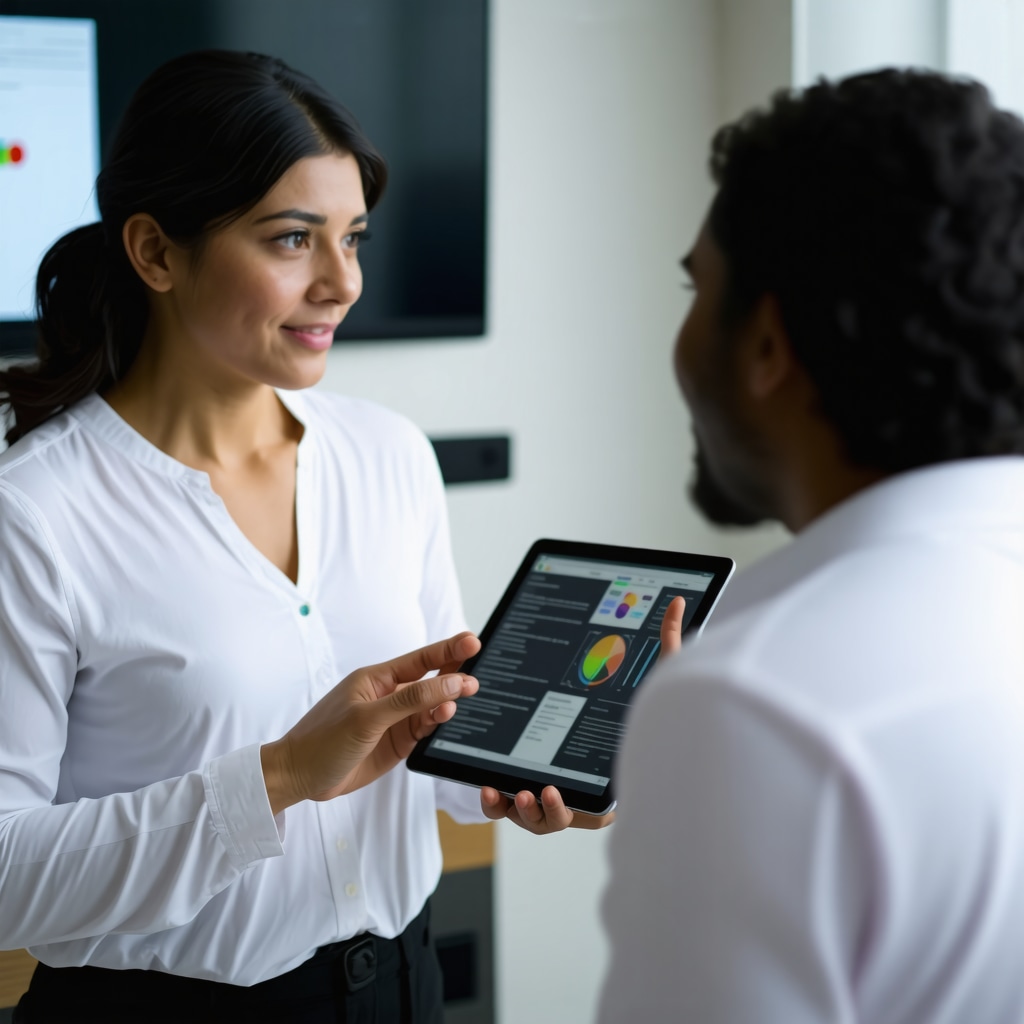 A healthcare professional conducting a virtual consultation with a patient using a tablet and digital health tools